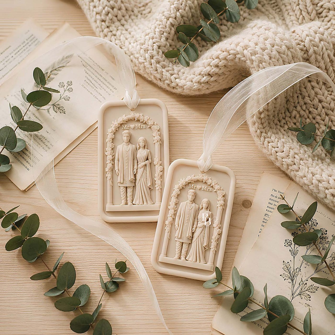 Wax sachets embossed with a couple under a floral arch, handmade soy wax, Pink Blossom bulk order